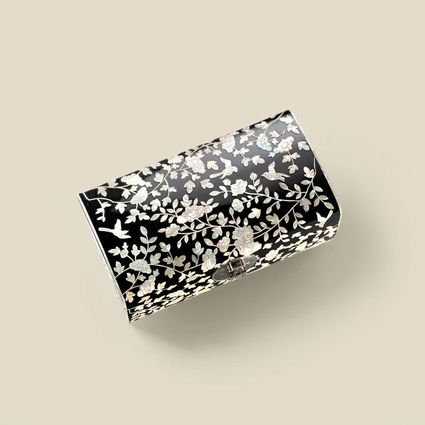 Handcrafted Jewelry Box with Inlaid Colored Shells C041