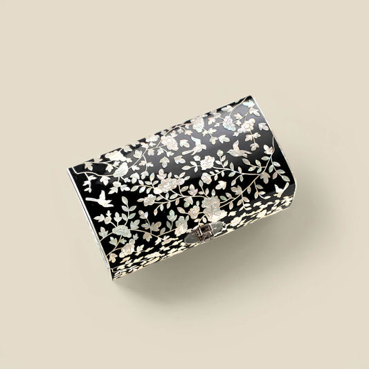 Handcrafted Jewelry Box with Inlaid Colored Shells C041