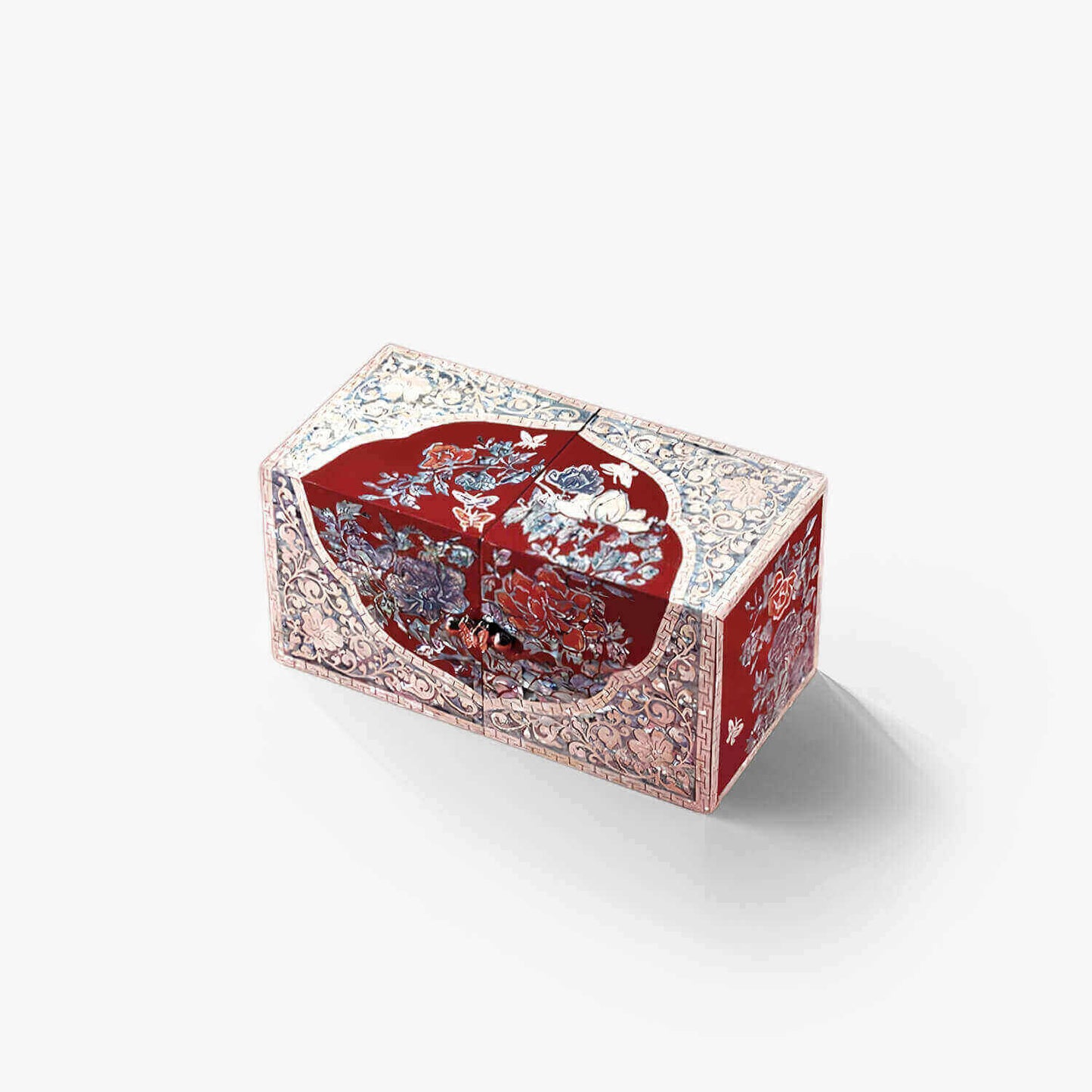 Handcrafted Jewelry Box with Inlaid Colored Shells JM04