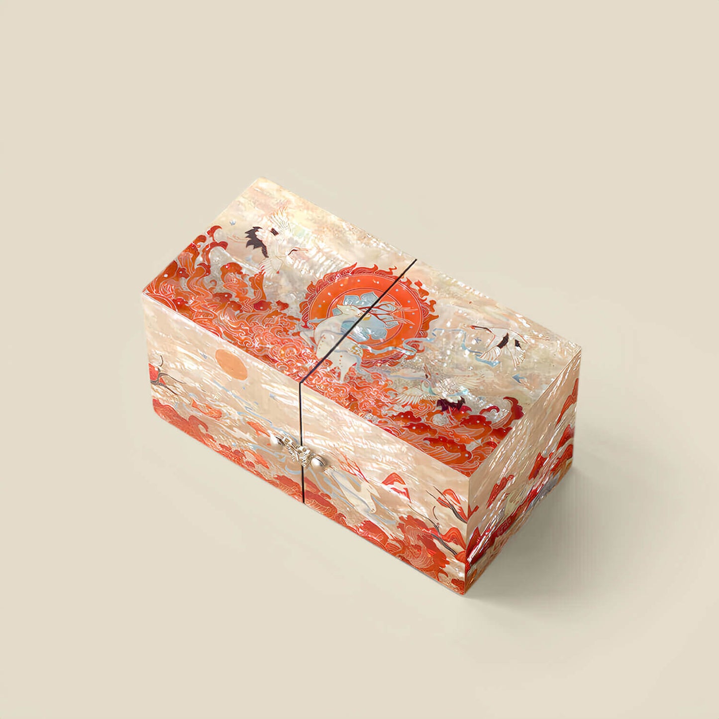 Handcrafted Jewelry Box with Inlaid Colored Shells QS01