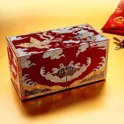 Handcrafted Jewelry Box with Inlaid Colored Shells QS04