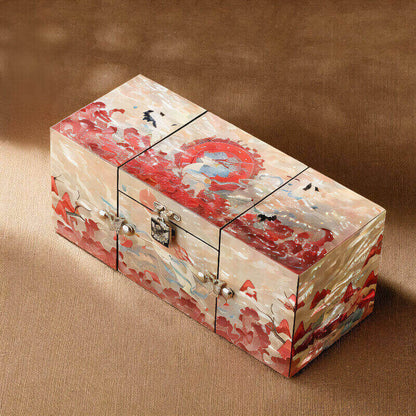 Handcrafted Jewelry Box with Inlaid Colored Shells QS05