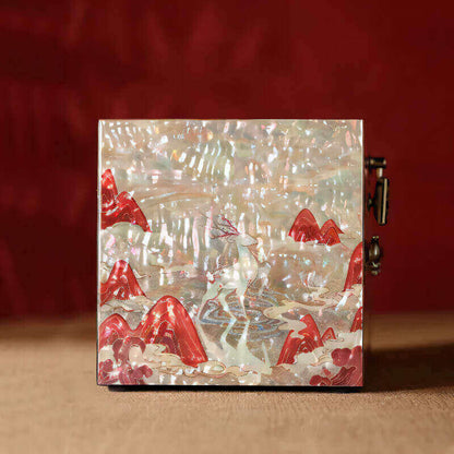 Handcrafted Jewelry Box with Inlaid Colored Shells QS05