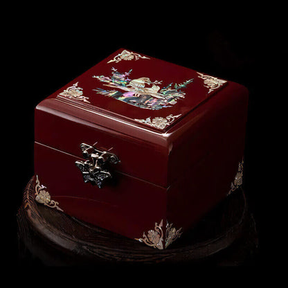 Handcrafted Jewelry Box with Inlaid Colored Shells QS11