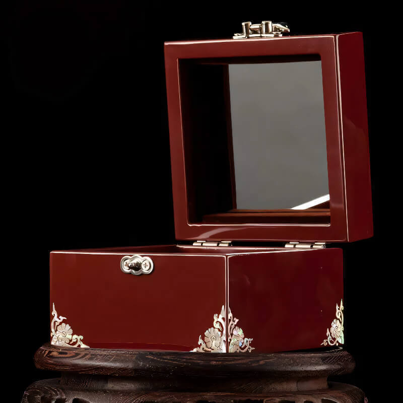 Handcrafted Jewelry Box with Inlaid Colored Shells QS11
