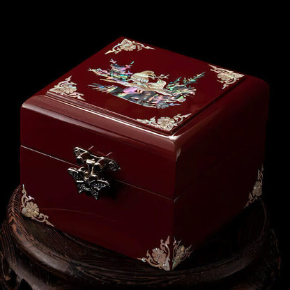 Handcrafted Jewelry Box with Inlaid Colored Shells QS11
