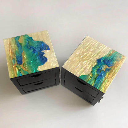Handcrafted Jewelry Box with Inlaid Colored Shells QS14