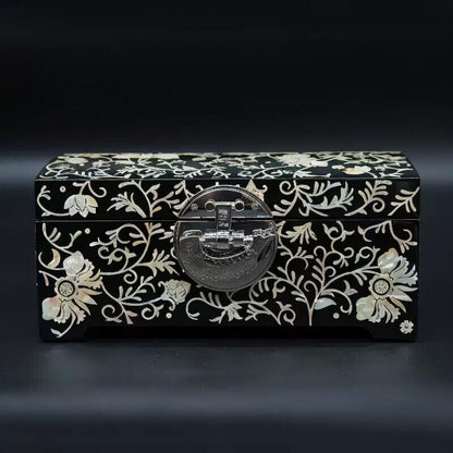 Handcrafted Jewelry Box with Inlaid Colored Shells QS16