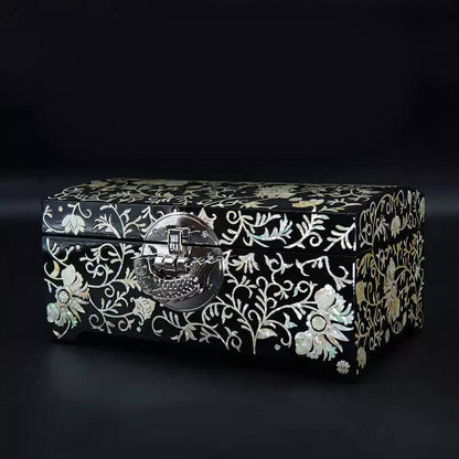 Handcrafted Jewelry Box with Inlaid Colored Shells QS16