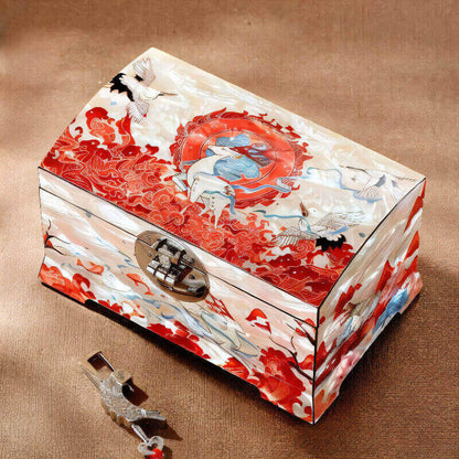 Handcrafted Jewelry Box with Inlaid Colored Shells QS18