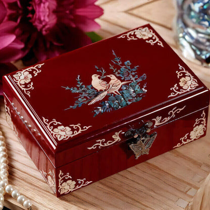 Handcrafted Jewelry Box with Inlaid Colored Shells QS20