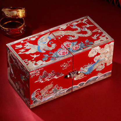 Handcrafted Jewelry Box with Inlaid Colored Shells QS21