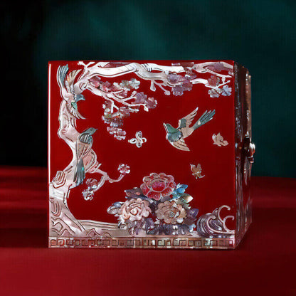 Handcrafted Jewelry Box with Inlaid Colored Shells QS21