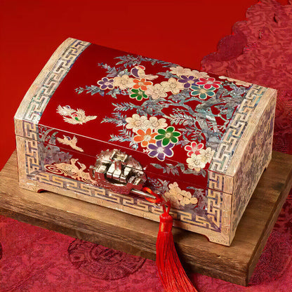 Handcrafted Jewelry Box with Inlaid Colored Shells SH01