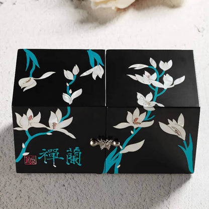 Handcrafted Jewelry Box with Inlaid Colored Shells B051