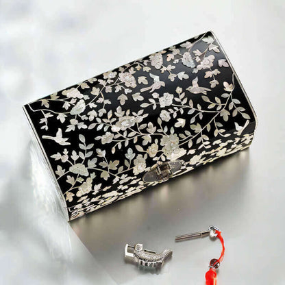 Handcrafted Jewelry Box with Inlaid Colored Shells C041
