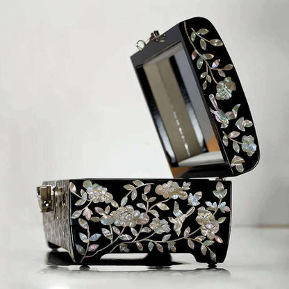 Handcrafted Jewelry Box with Inlaid Colored Shells C041