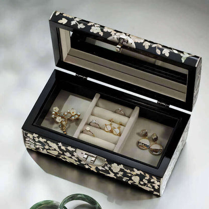 Handcrafted Jewelry Box with Inlaid Colored Shells C041