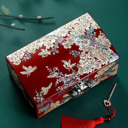 Handcrafted Jewelry Box with Inlaid Colored Shells FG11