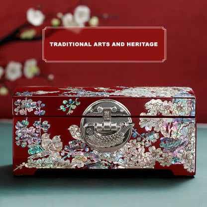 Handcrafted Jewelry Box with Inlaid Colored Shells FG11