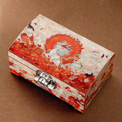 Handcrafted Jewelry Box with Inlaid Colored Shells QS02