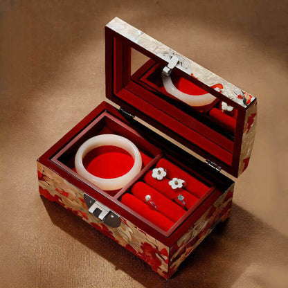 Handcrafted Jewelry Box with Inlaid Colored Shells QS02