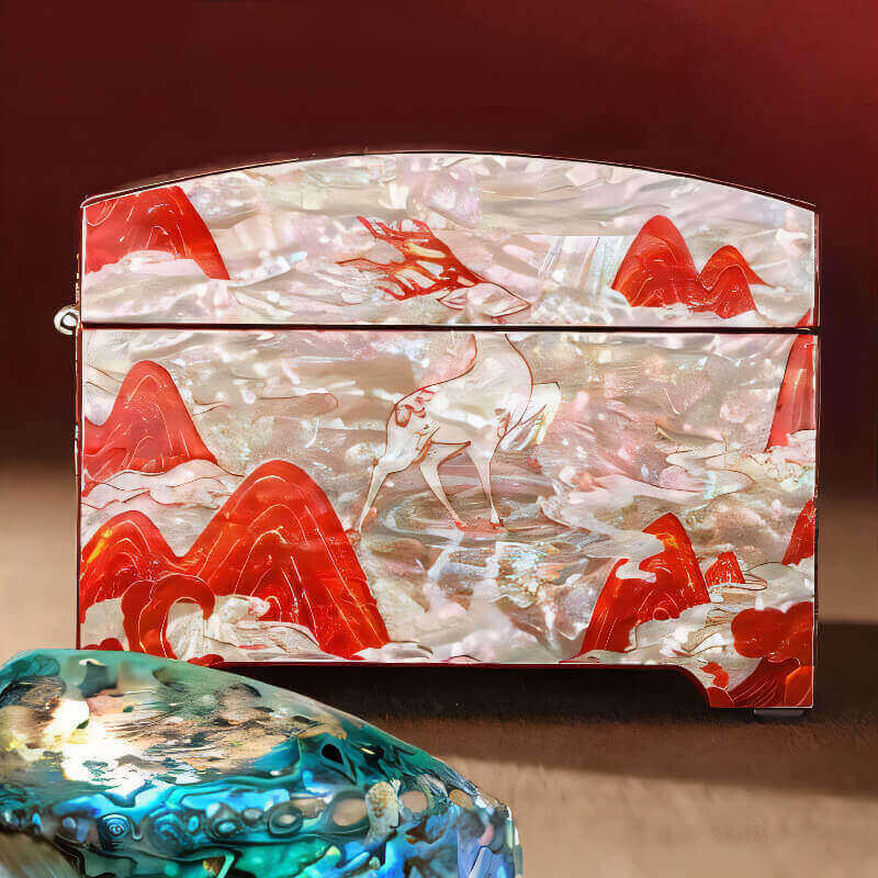 Handcrafted Jewelry Box with Inlaid Colored Shells QS02
