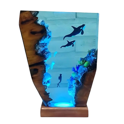 Seabed World Organism Resin Table Light Creactive Art Decoration Lamp Diving Cave ExplorationTheme Night Light  USB Charge