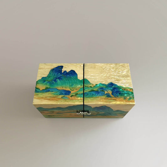 Handcrafted Jewelry Box with Inlaid Colored Shells QS14