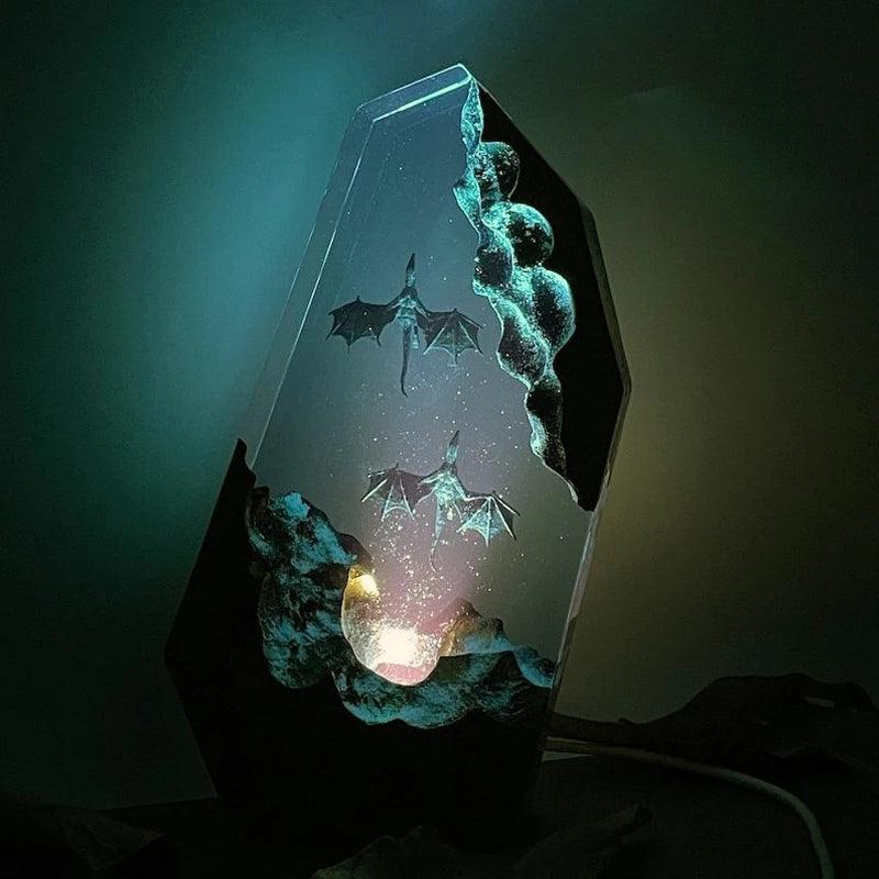 Double Dragon Departure Organism Resin Table Light Creactive Art Decoration Lamp Flying Dragon Theme Night Light  USB Charge - wooowshop