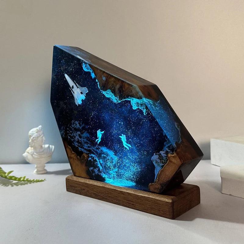 Space Exploration Organism Resin Table Light Creactive Art Decoration Lamp Spaceship Astronauts Theme Night Light USB Charge - wooowshop