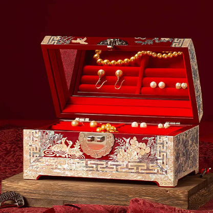 Handcrafted Jewelry Box with Inlaid Colored Shells SH01